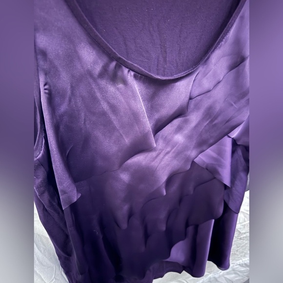 Ann Taylor Layered Tank Top Scoop Neck Lined Stretch Purple Satin Women Large - Picture 3 of 9